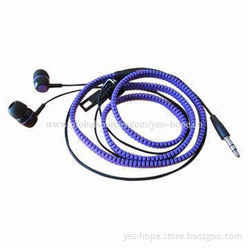 Free Samples Zipper Earphones with Mic, Various Colors Available